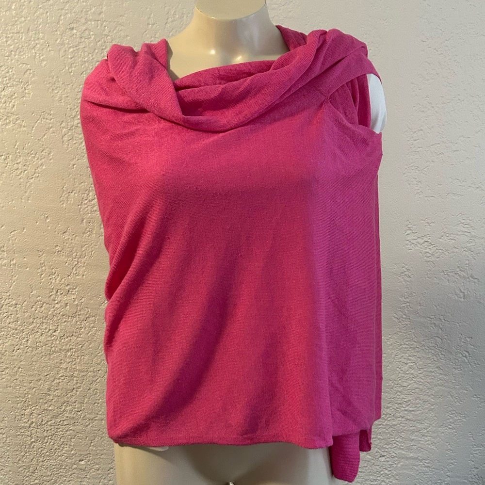 Talbots Bright Pink linen blend Knitwear cover up / top  M L - Picture 7 of 11